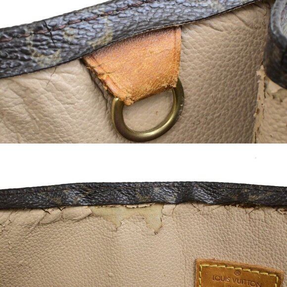 LOUIS VUITTON Logo Sac Plat Hand Tote Bag Monogram Leather Brown M51140 65ED899 - Picture 16 of 16